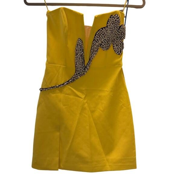 Bardot Limoncello Yellow Strapless Mini Dress Cocktail Wedding Guest US 2 XS NWT - Picture 2 of 8